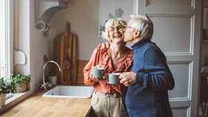 Senior couple at home for christmas