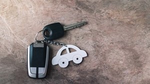 Car keys with a car shaped keyring