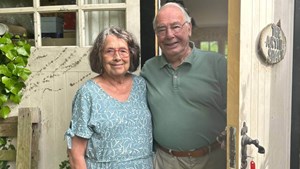 Pat and John outside Pat art studio which John helped build 16.9