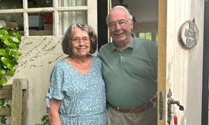 Pat and John outside Pat art studio which John helped build 5.3